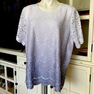 Alfred Dunner white lacy short sleeve sweater, 1X
